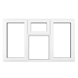 Image of Crystal uPVC Window A Rated Left and Right Hand Side Hung Top Opener over a Fixed Light Centre 1770mm x 965mm Clear Glazing - White
