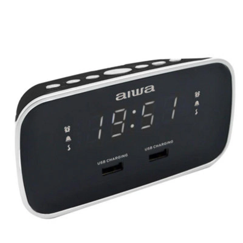 Image of Aiwa Aiwa CRU-19 Digital Dual Alarm Clock in Black One Size Unisex 8435256896756