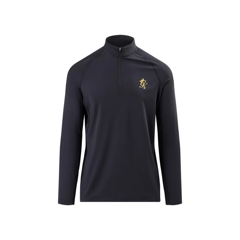 Image of Gym King Mens Energy Quarter Zip Performance Tracksuit Top Black/Gold male Small