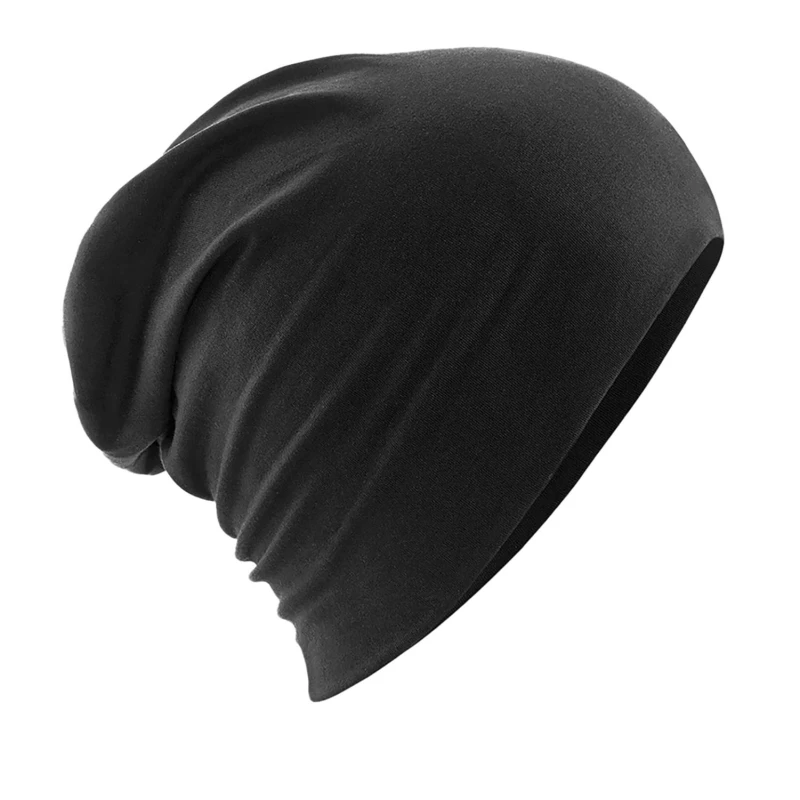 Image of Beechfield Beechfield Hemsedal Cotton Slouch Beanie in Black One Size Unisex 5057520834368