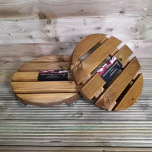 Image of Pack of 2 Tom Chambers Handcrafted Heavy Duty Round Traditional Wood Garden Patio Plant Flower Pot Stand Caddy Trolley Dolly on Strong Metal Castor