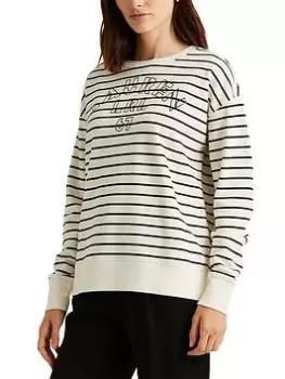 Image of Lauren by Ralph Lauren Kappy Long Sleeve Sweatshirt, Cream/Black, Size S, Women