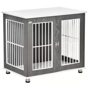 Image of Pawhut Modern Dog Crate W/ Lockable Door - Grey And White