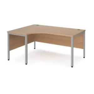 Image of Office Desk Left Hand Corner Desk 1600mm Beech Top With Silver Frame 1200mm Depth Maestro 25 MB16ELSB
