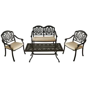 Image of Charles Bentley Cast-Aluminium Lounge Set with Beige Cushions