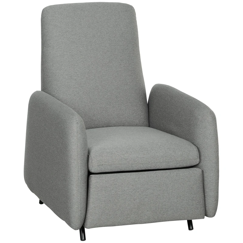 Image of HOMCOM Push Back Recliner Chair Fabric Reclining Armchair for Bedroom Grey TJ Hughes 5063603836365