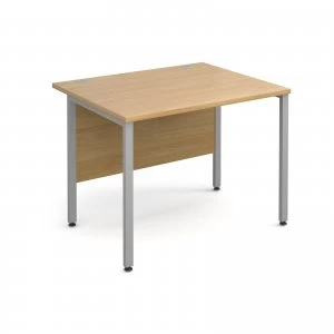 Image of Maestro 25 SL Straight Desk 1000mm x 800mm - Silver H Frame OAK top