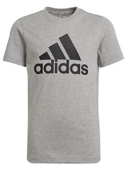 Image of adidas Boys Big Logo T-Shirt - Grey/Black, Grey/Black, Size 9-10 Years