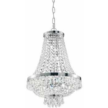 Image of Ideal Lux Lighting - Ideal Lux Caesar - 9 Light Crystal Chandelier Chrome Finish, G9