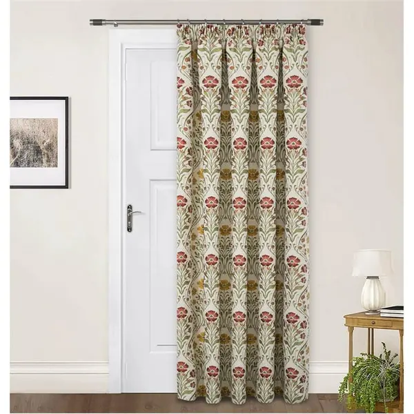 Image of Home Curtains Vermont Tapestry Chenille Lined Door Curtain - Red 65x84