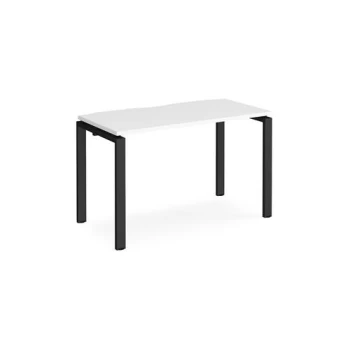 Image of Bench Desk Single Person Rectangular Desk 1200mm White Tops With Black Frames 600mm Depth Adapt