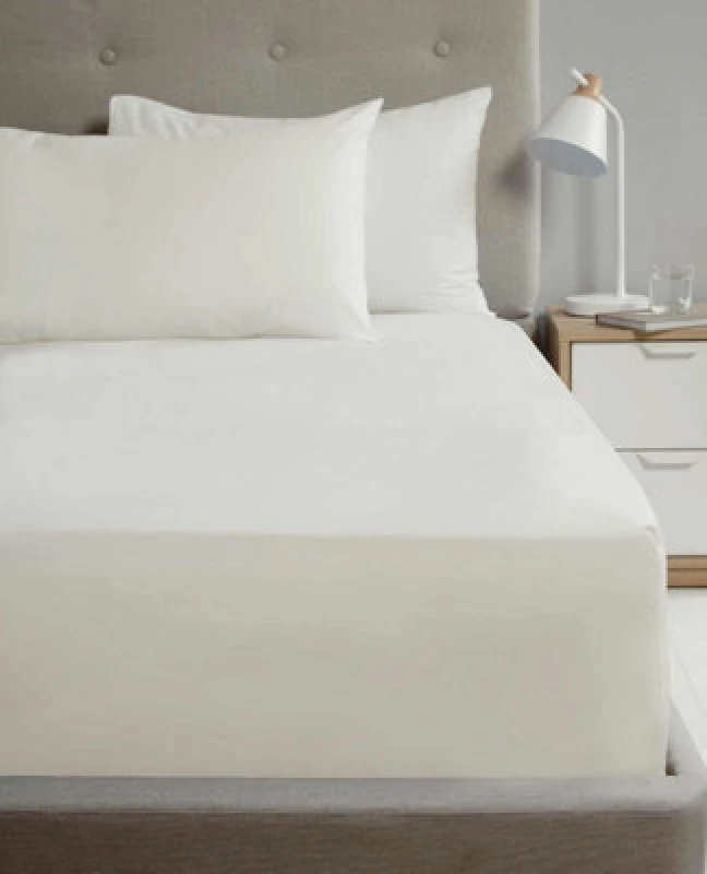 Image of Homespace Direct Ltd Flat Sheet 180Tc Percale Cream Double Sheet Suitable For Deep Mattresses