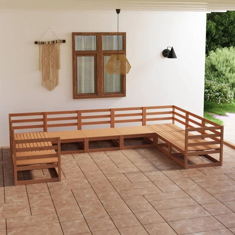 Image of VIDAXL 9 Piece Garden Lounge Set Solid Wood Pine Vidaxl 8720286473658