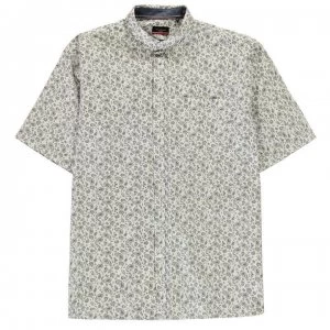 Image of Pierre Cardin Short Sleeve Patterned Shirt Mens - White/Blk Paisl