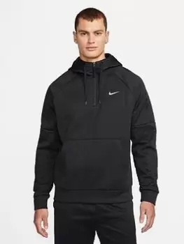 Image of Nike Train Therma 1/4 Zip Overhead Hoodie - Black/White Size M Men