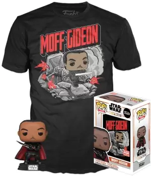 Image of Star Wars The Mandalorian - Moff Gideon POP! & Tee Funko Pop! mottled grey
