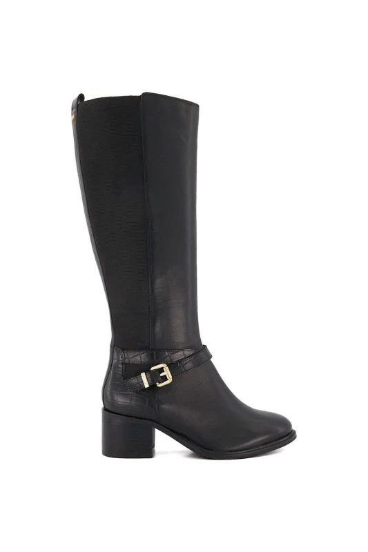 Image of Dune London 'Tildy' Leather Knee High Boots Black female