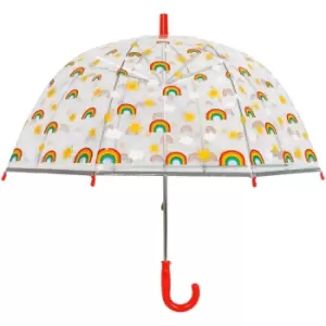 Image of X-Brella Childrens/Kids Rainbow Dome Umbrella (One Size) (Clear/Red)