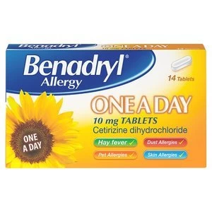 Image of Benadryl Allergy and Hayfever One a Day Cetirizine Tablets 14s
