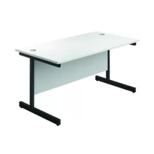 Image of Jemini Rectangular Single Upright Cantilever Desk 1400x800x730mm White/Black KF810780