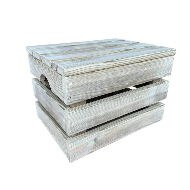 Image of Buttercup Farm Small Slatted Wooden Storage Crate for Indoor or Outdoor Use in Light Brown Light Brown Unisex