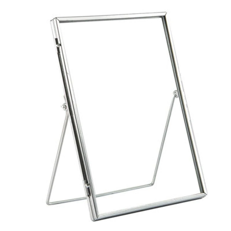 Image of Nicola Spring Standing Metal Photo Frame - 6" X 8" - Silver - Picture Frame Freestanding Frame Display Poster Frame