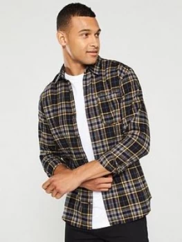 Image of Jack & Jones Brook Long Sleeved Shirt - Navy Blazer/Yellow