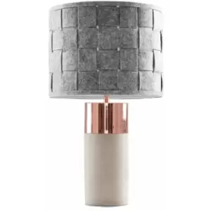 Image of Cement / Stone & Copper Table Lamp + Grey Felt Weave Light Shade - No Bulb