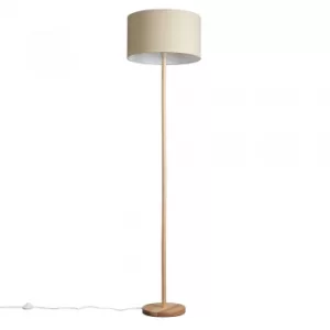 Image of Heather Light Wood Floor Lamp with XL Mink Reni Shade