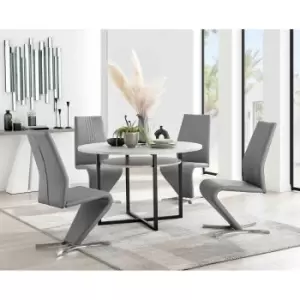Image of Furniture Box Adley Grey Concrete Effect Storage Dining Table and 4 Grey Willow Chairs
