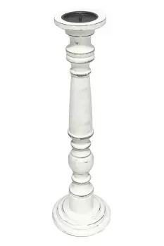 Image of Rustic Antique Carved Wooden Pillar Church Candle Holder White Light, XX Large 63cm High