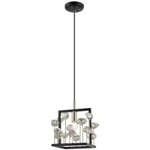 Image of Zumaline Lighting - Zumaline Caroline Pendant Ceiling Light, Matt Black, French Gold, Glass, 1x E14