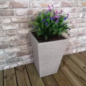 Image of Tall Stone Coloured Slate Effect Garden Planter 30cm D x 30cm W x 45cm H