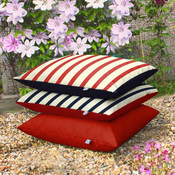 Image of Rucomfy Stripe Indoor Outdoor Bean Bag - Red