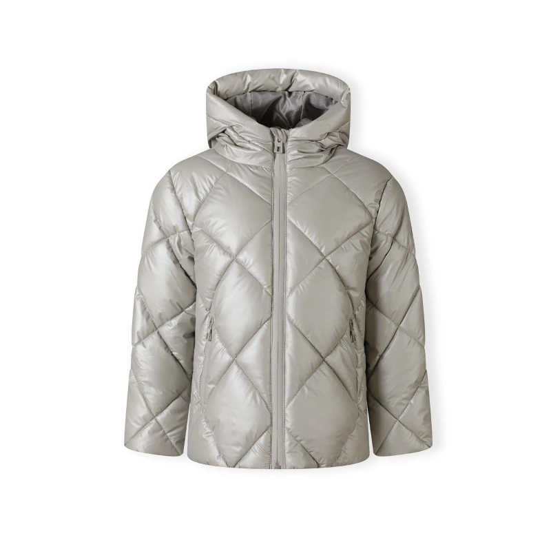 Image of Minoti Girls quilted jacket with hood and zip pockets silver Silver female 7-8 Yrs