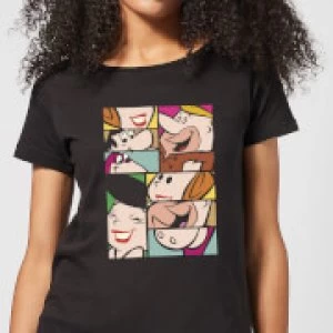 Image of The Flintstones Cartoon Squares Womens T-Shirt - Black - XL