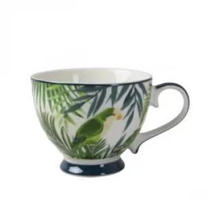 Image of Footed Mug in Emerald Eden Design Dark Green Handle