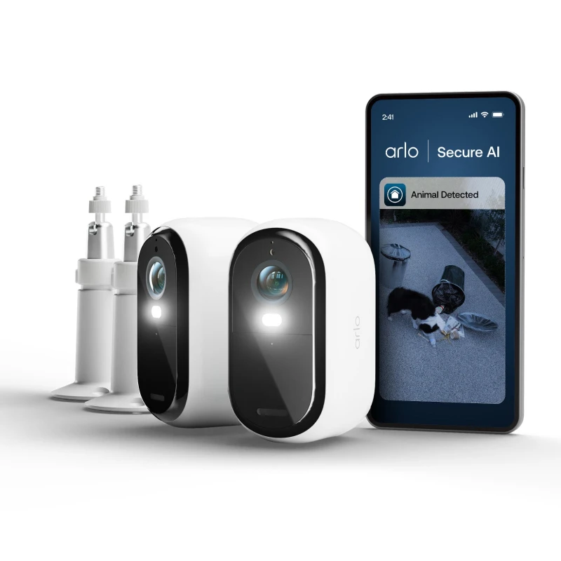 Image of Arlo Arlo Essential 3 HD Security Camera, 2-cam with Wall Mounts VMC2280-111EUS