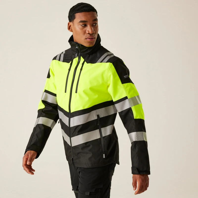 Image of Regatta Regatta Men Hi-Vis X-PRO Waterproof Shell Jacket in Bright Yellow Size: Small Bright Yellow S Male 5063019886695