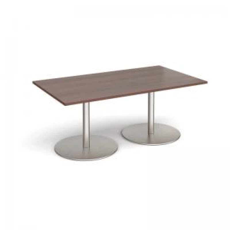Image of Eternal Rectangular Office Boardroom Table - Walnut - Brushed Steel Base - W1800mm