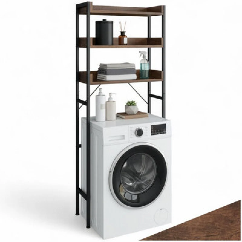 Image of Tectake Shower Caddy Seattle - 3 Tiers 67 X 25 X 165,5cm - Industrial Wood Dark, Rustic