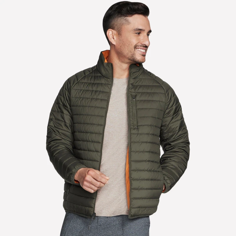 Image of Skechers Mens Goshield Altitude Reversible Water-Resistant Softshell Jacket Brown/Olive male Small