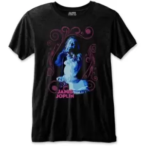 Image of Janis Joplin - Floral Frame Unisex XX-Large T-Shirt - Black