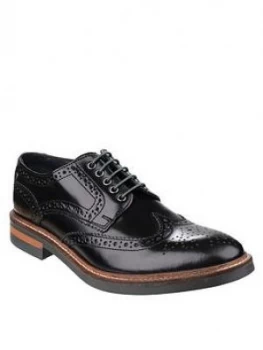 Image of Base London Base London Woburn Hi-shine Lace Up Brogue Shoe, Black, Size 9, Men