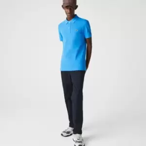 Image of Mens Slim fit Lacoste Polo Shirt in petit pique Size 4 - M Blue