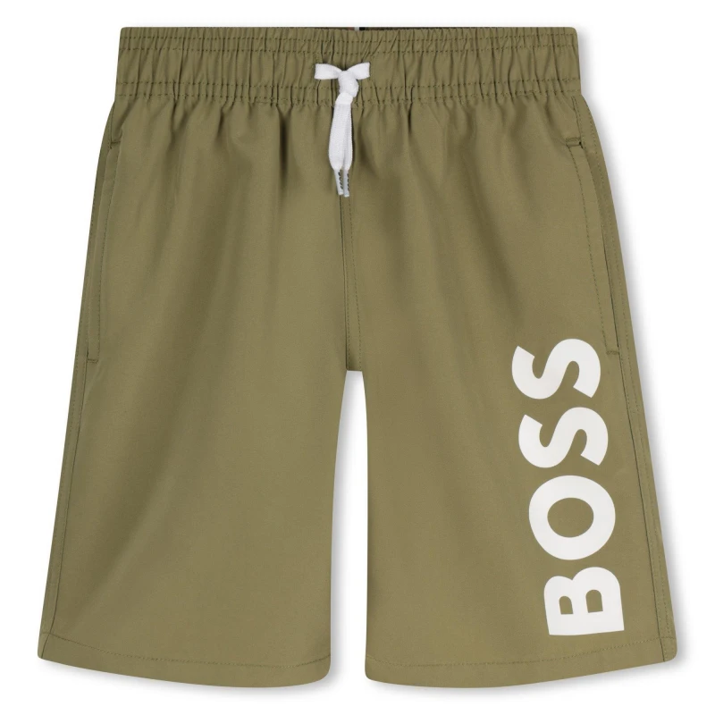 Image of Boss Kids HUGO Logo Lightweight Swim Shorts Laurier 673 male 6 Yrs