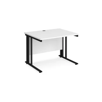 Image of Office Desk 1000mm Rectangular Desk With Cable Managed Leg White Tops With Black Frames 800mm Depth Maestro 25
