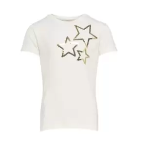 Image of Only KONMOULINS STAR Girls Childrens T shirt in White - Sizes 6 years,10 years,12 years