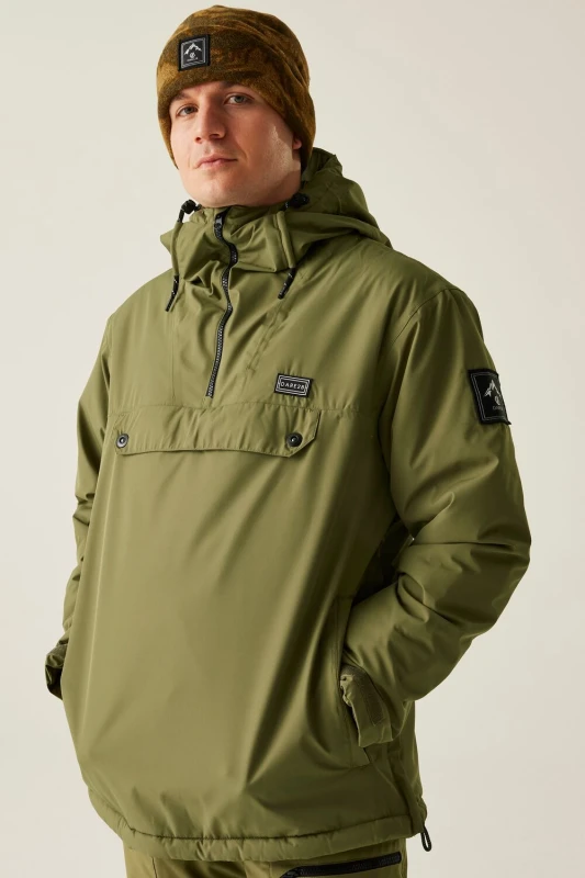 Image of Dare 2b Dare 2b Men Freeride Overhead Waterproof Breathable Insulated Skiing Jacket in Green Size: Small Green S Male 5063516186465