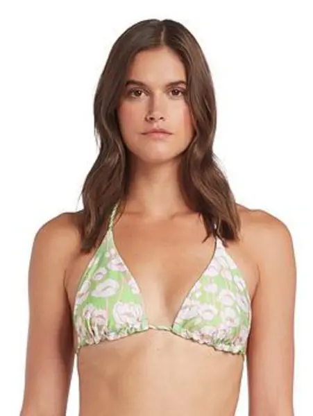 Image of Ted Baker RAELA Printed Triangle Bikini Top, Green, Size 4=14, Women